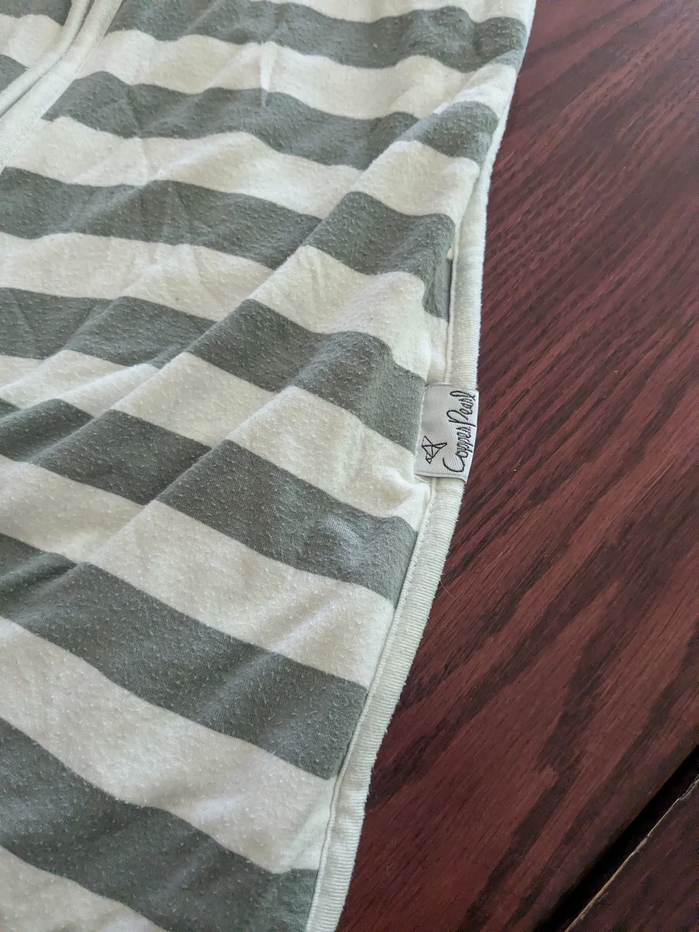 Copper Pearl Zip Front Sleep Sack - Gray & White Stripes 6-12 months